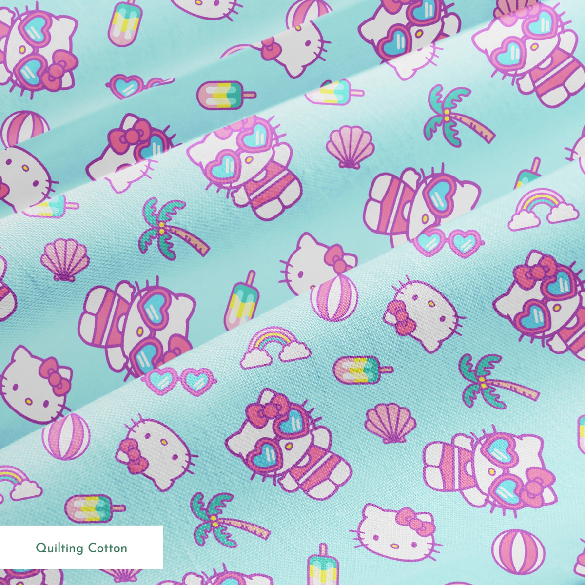Hello Kitty® Beach Day Fun on Blue Fabric