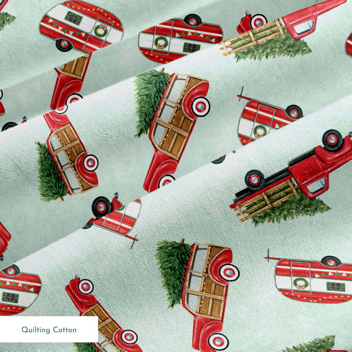 Danielle Murray Christmas Trucks and Campers Fabric