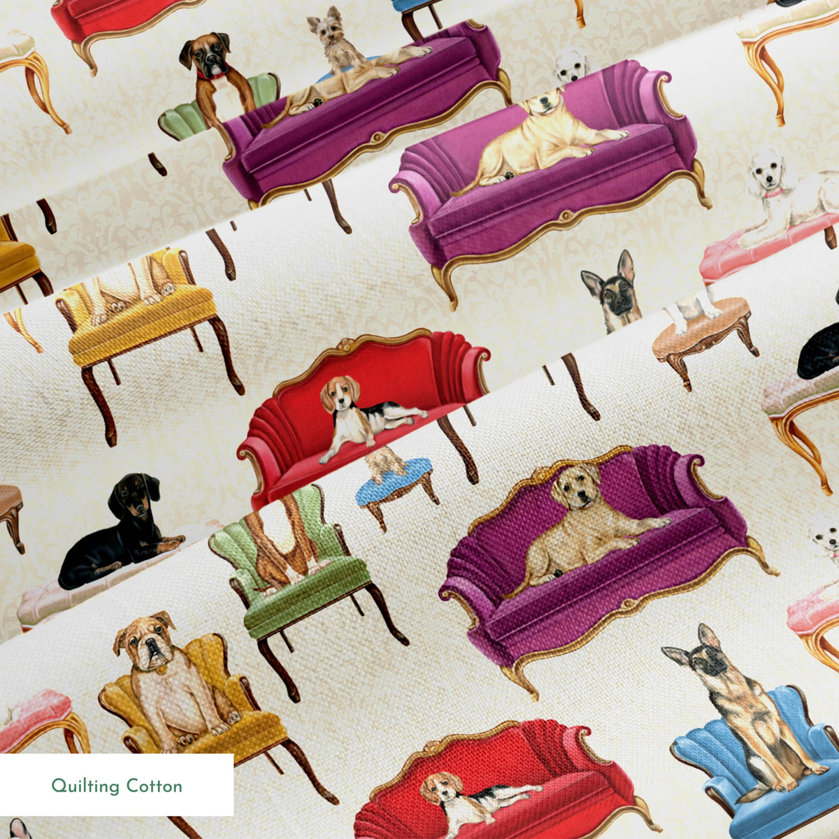 Danielle Murray Lounging Dogs Fabric