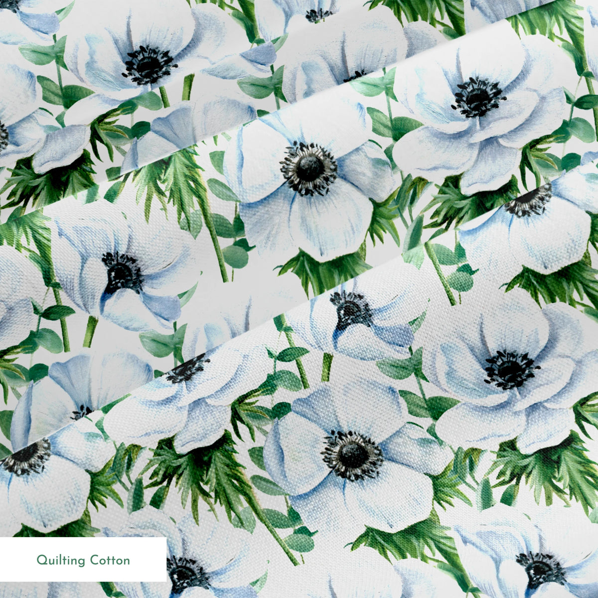 Danielle Murray White Anemones on White Fabric