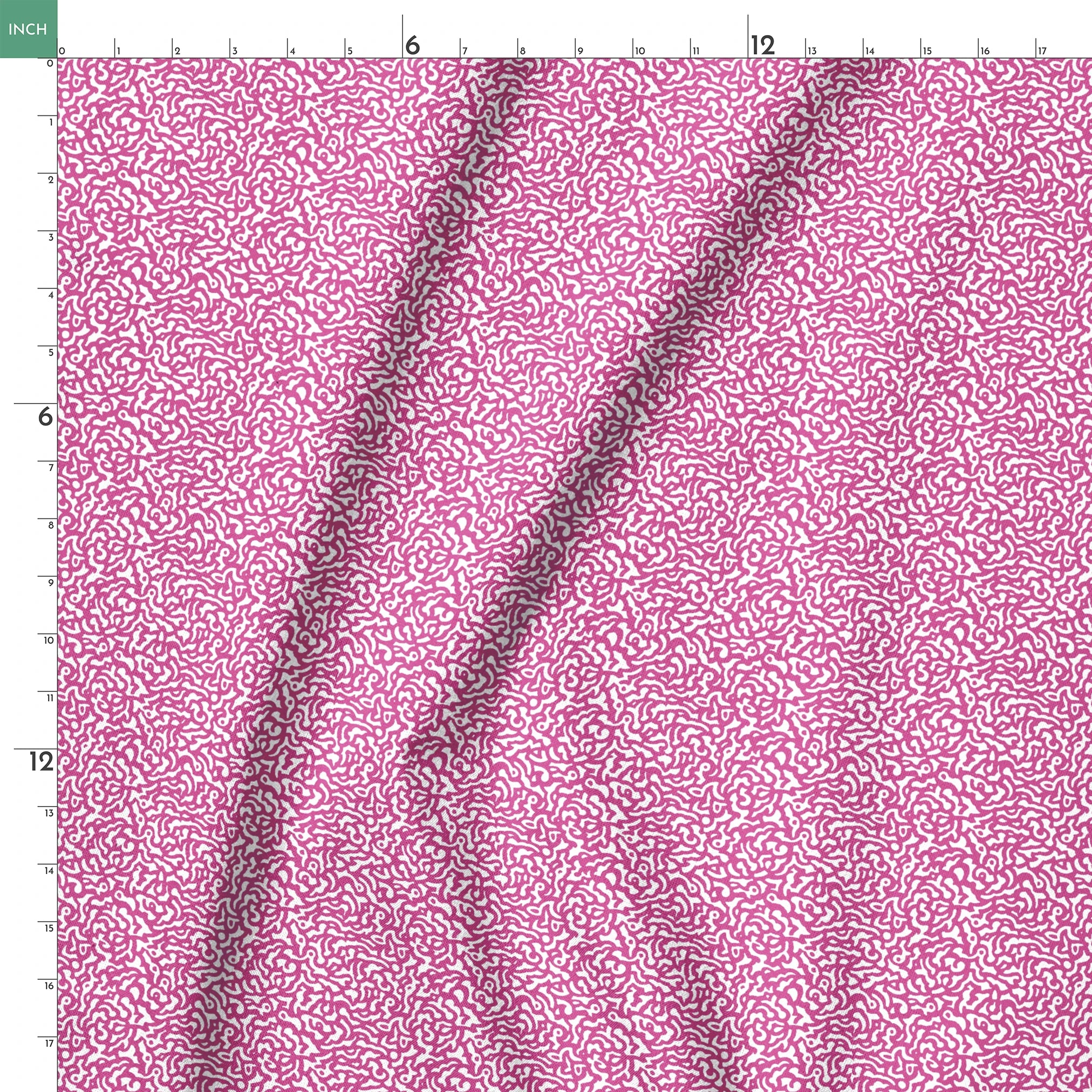 Intricate magenta squiggly pattern on white background resembling organic coral-like shapes springs ruler 18x18
