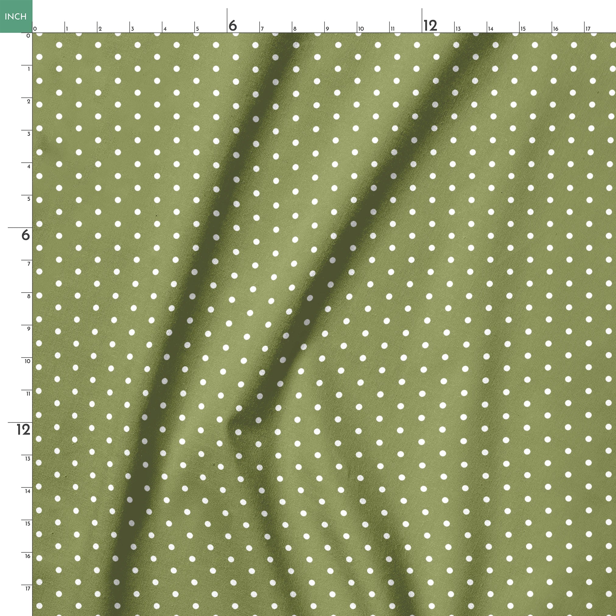 White circles on an olive green background springs ruler 18x18