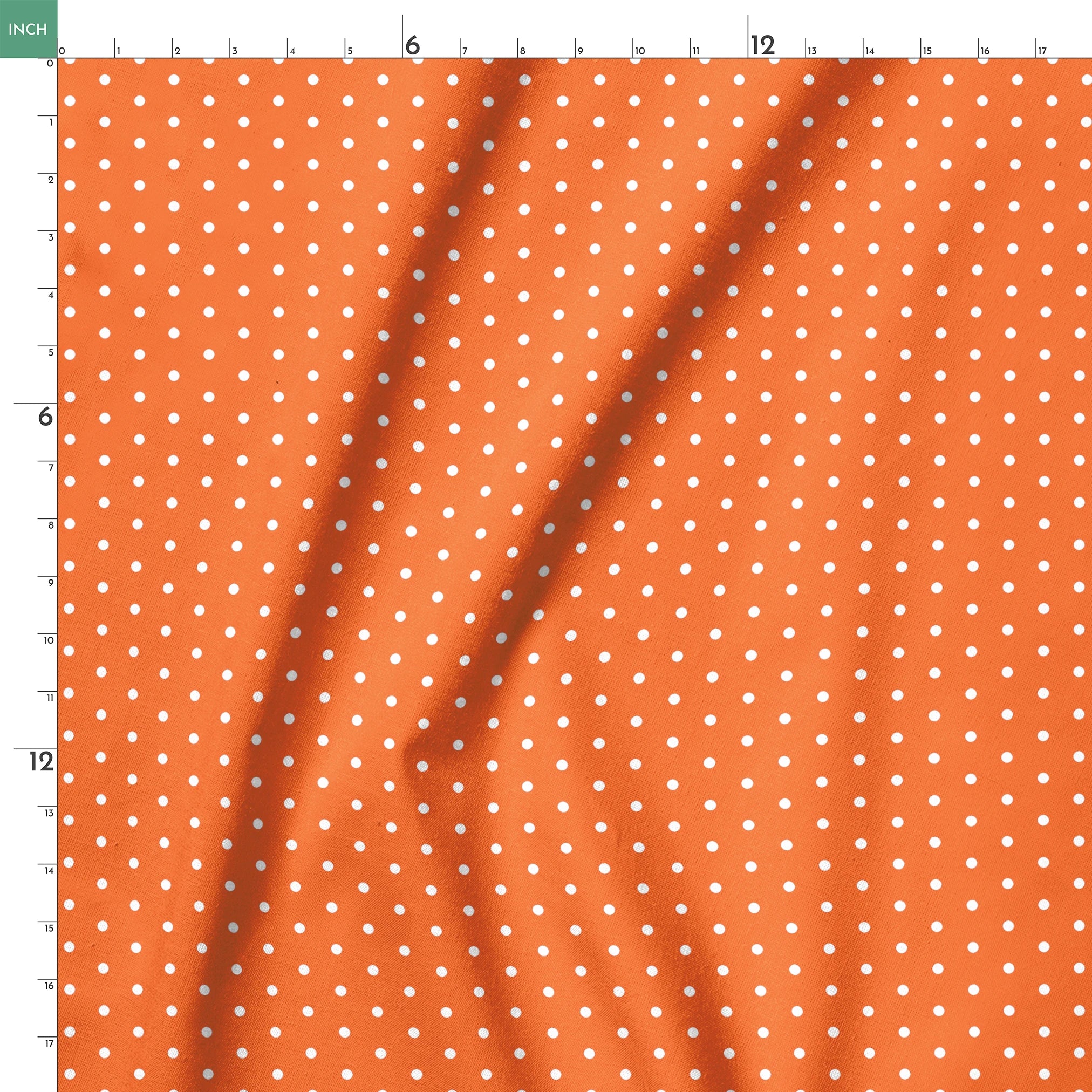 Orange background with two white circles, one in the upper left corner and another in the middle right. springs ruler 18x18