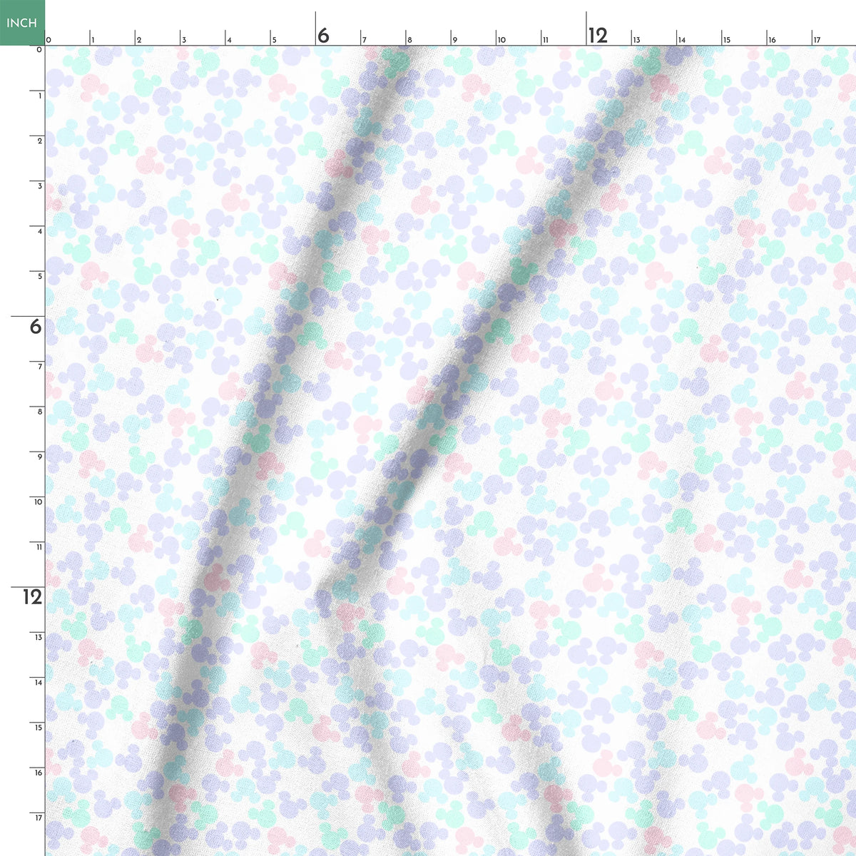 Pastel circular pattern with purple, light blue, green, and pink bubble shapes on white background springs ruler 18x18