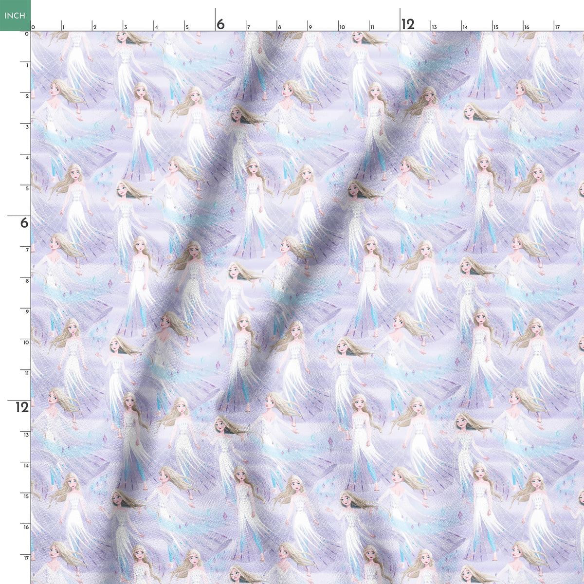 Frozen's Elsa against a dreamy purple-blue background springs ruler 18x18