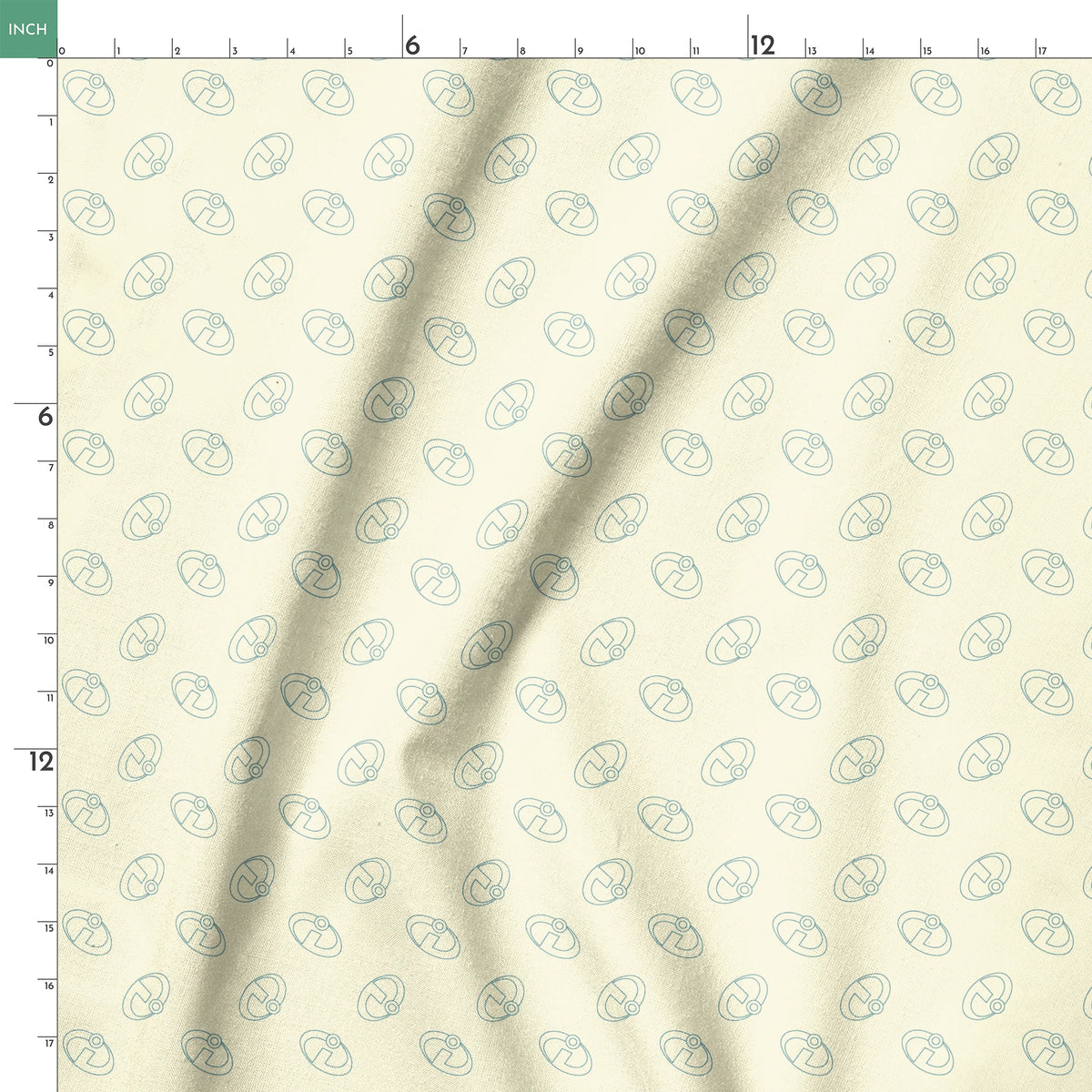 The Incredibles logo forming a repeating pattern on a pale yellow background springs ruler 18x18