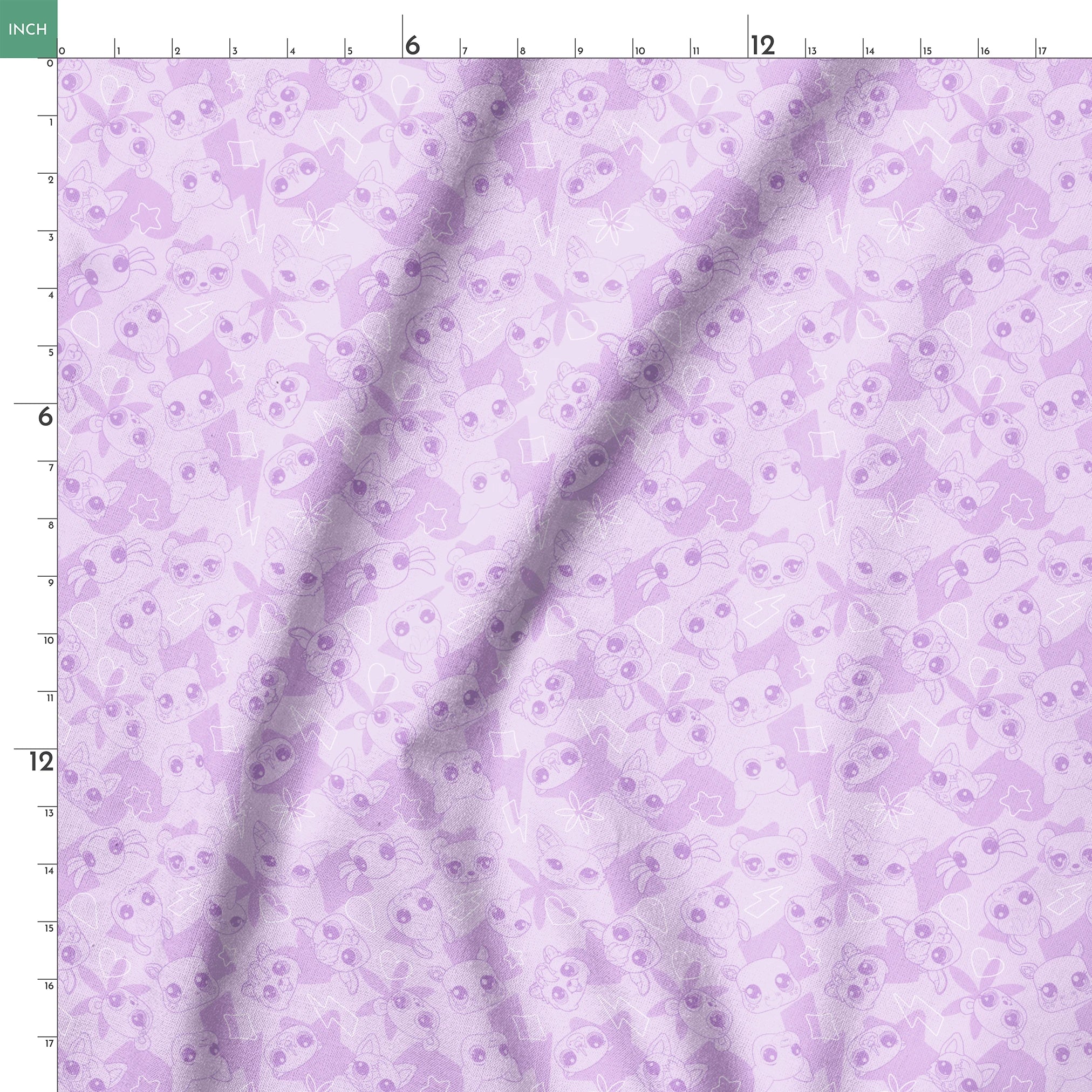 Hasbro Littliest Pet Shop Pet Outlines on Purple Fabric