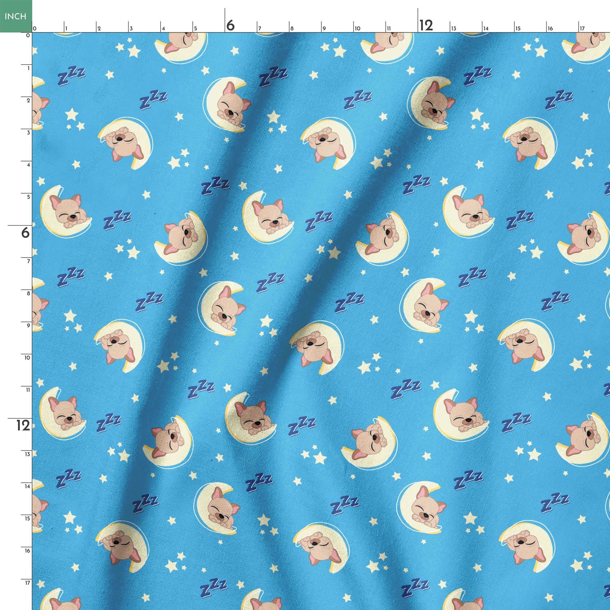 Hasbro Littliest Pet Shop Frenchie Snooze on Blue Fabric