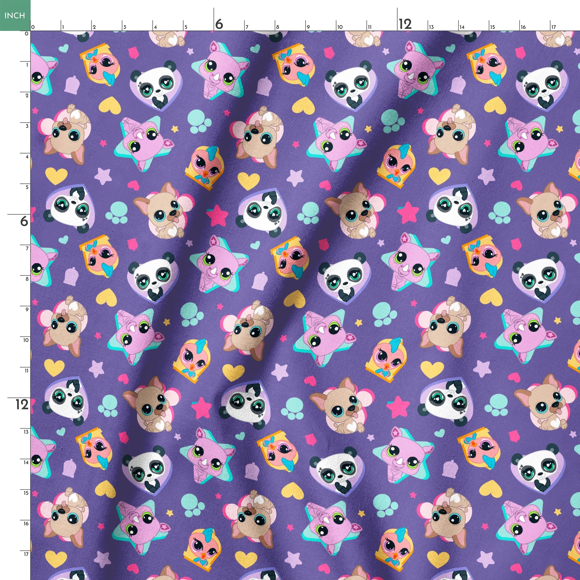 Hasbro Littliest Pet Shop Pet Friends on Purple Fabric