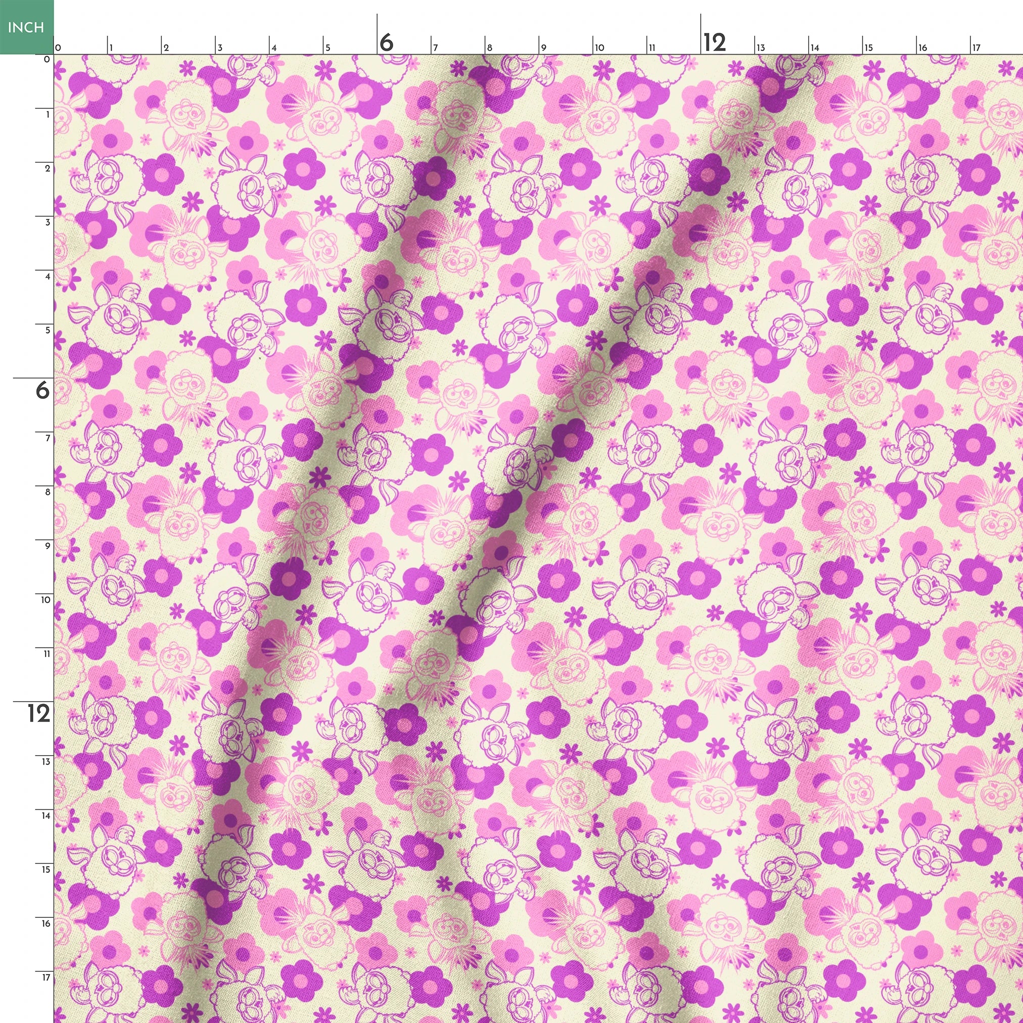 Hasbro Furby Flower Power on Purple Fabric