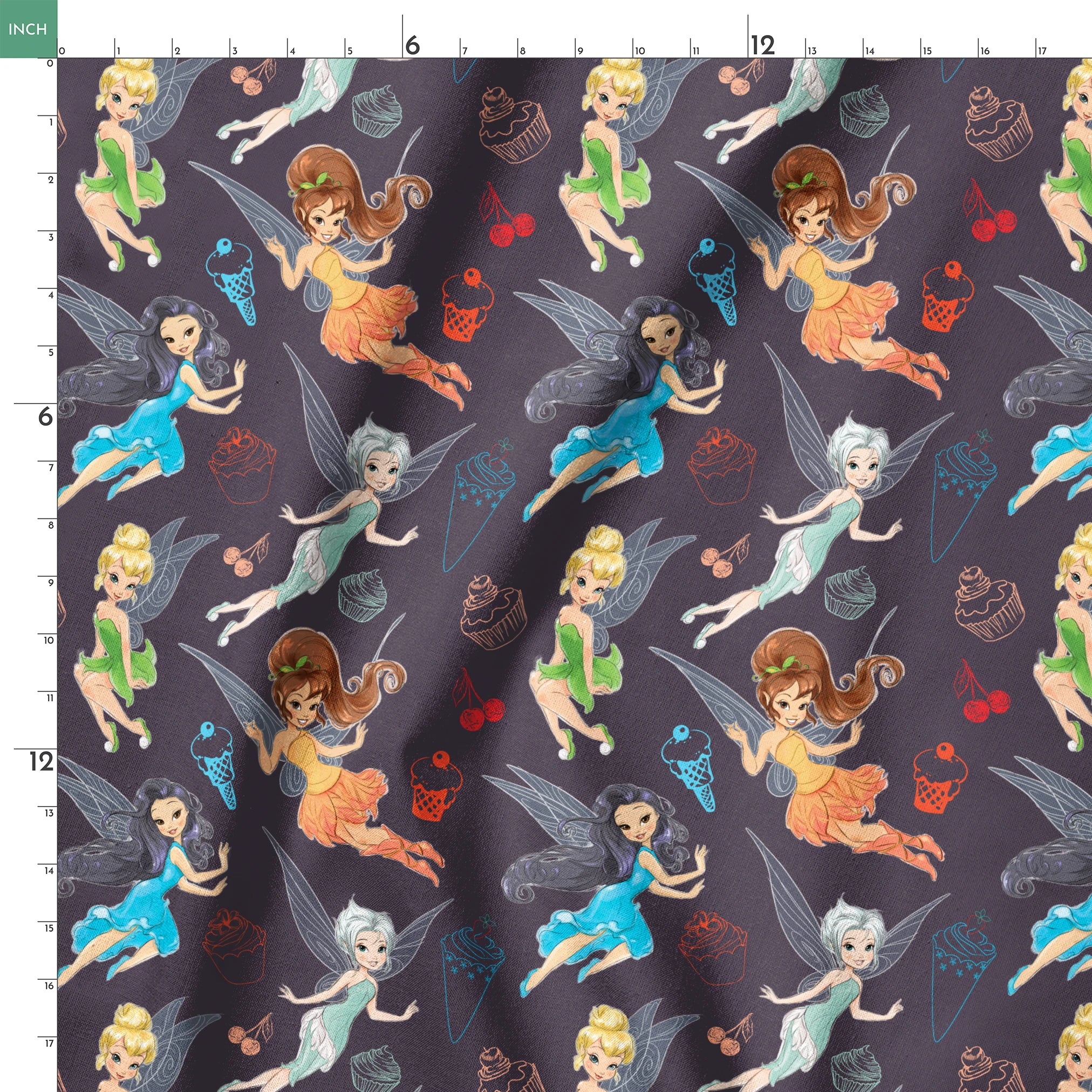 Disney Tinker Bell and Fairies Dessert Toss Fabric