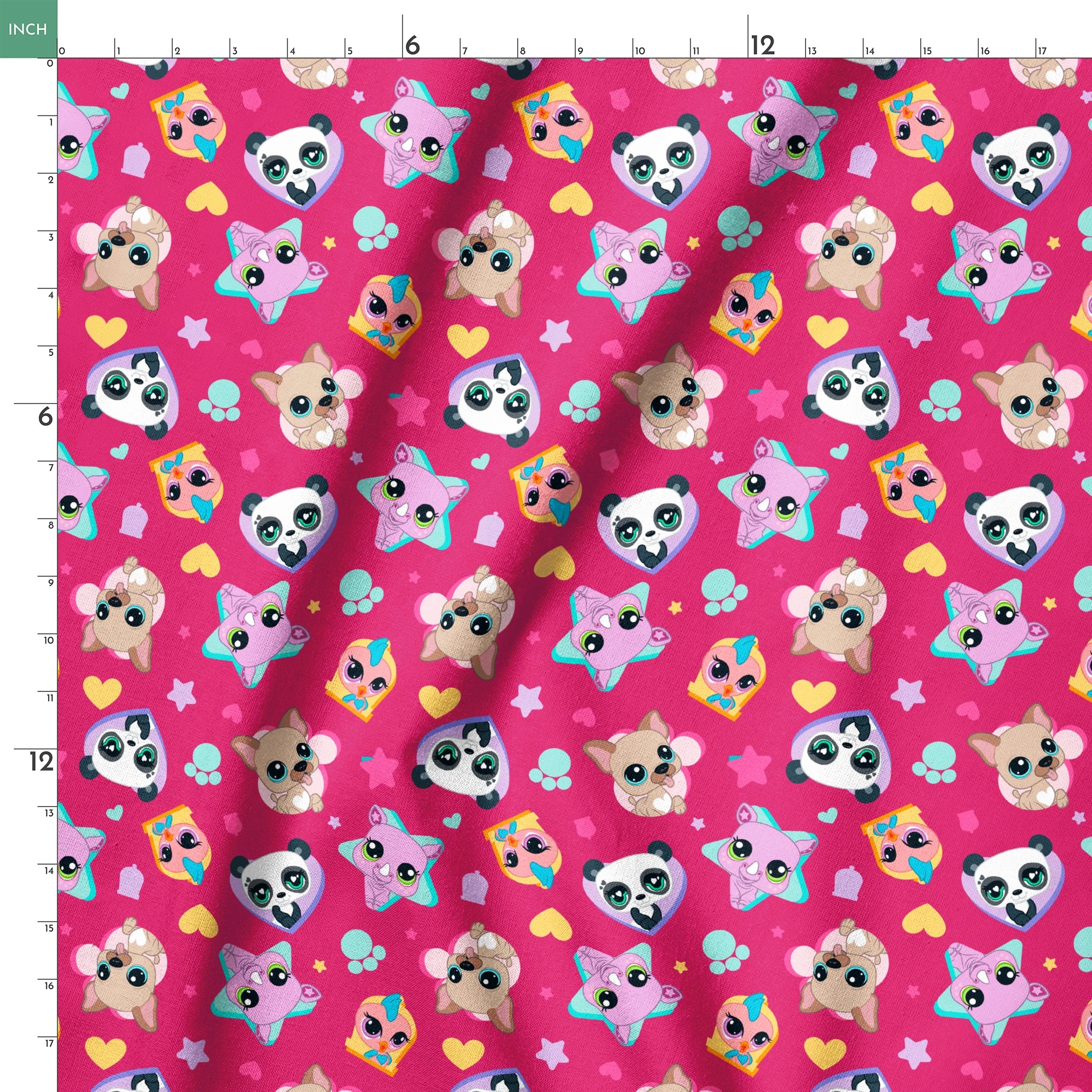 Hasbro Littliest Pet Shop Pet Friends on Pink Fabric