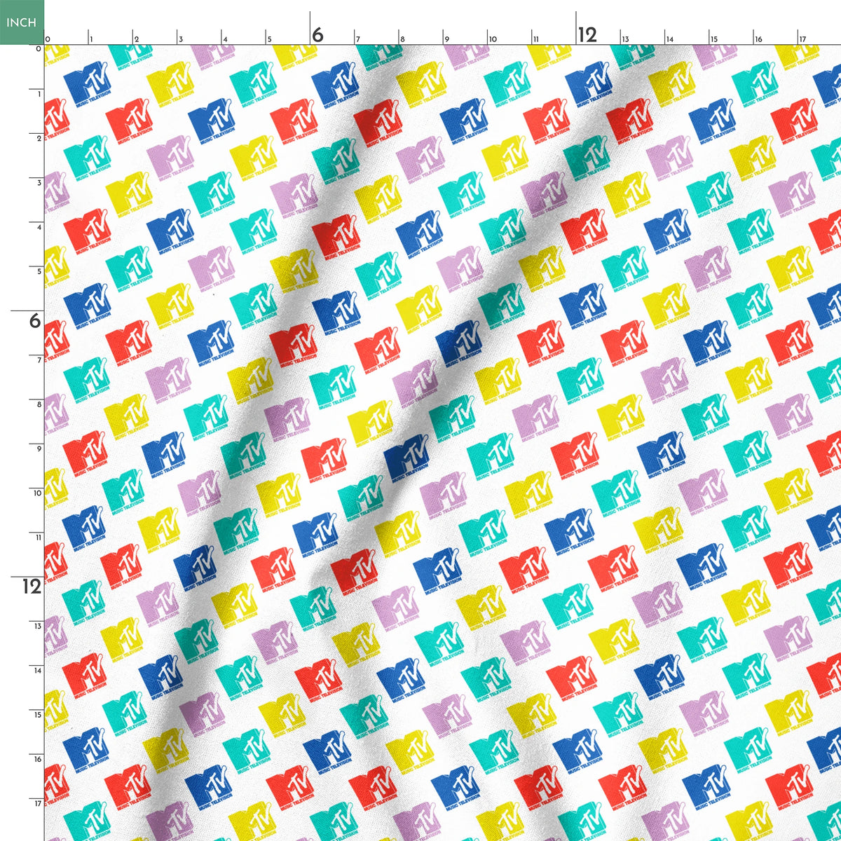 Paramount MTV  Colorful Logo Toss on White Fabric