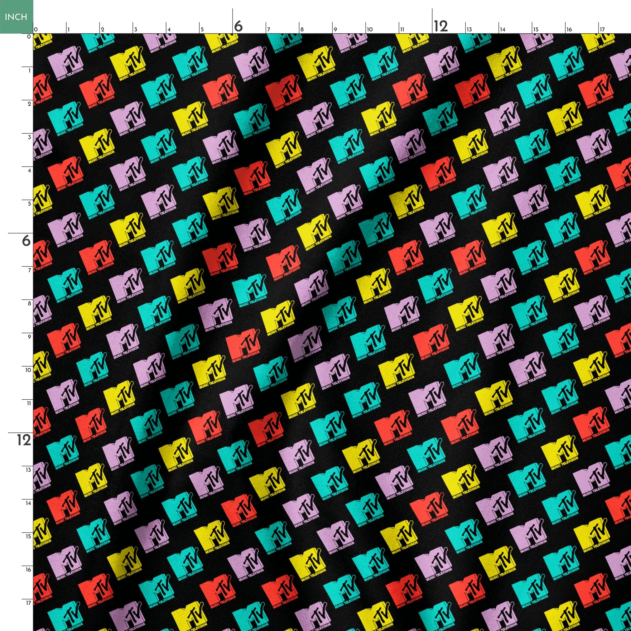 Paramount MTV  Colorful Logo Toss on Black Fabric