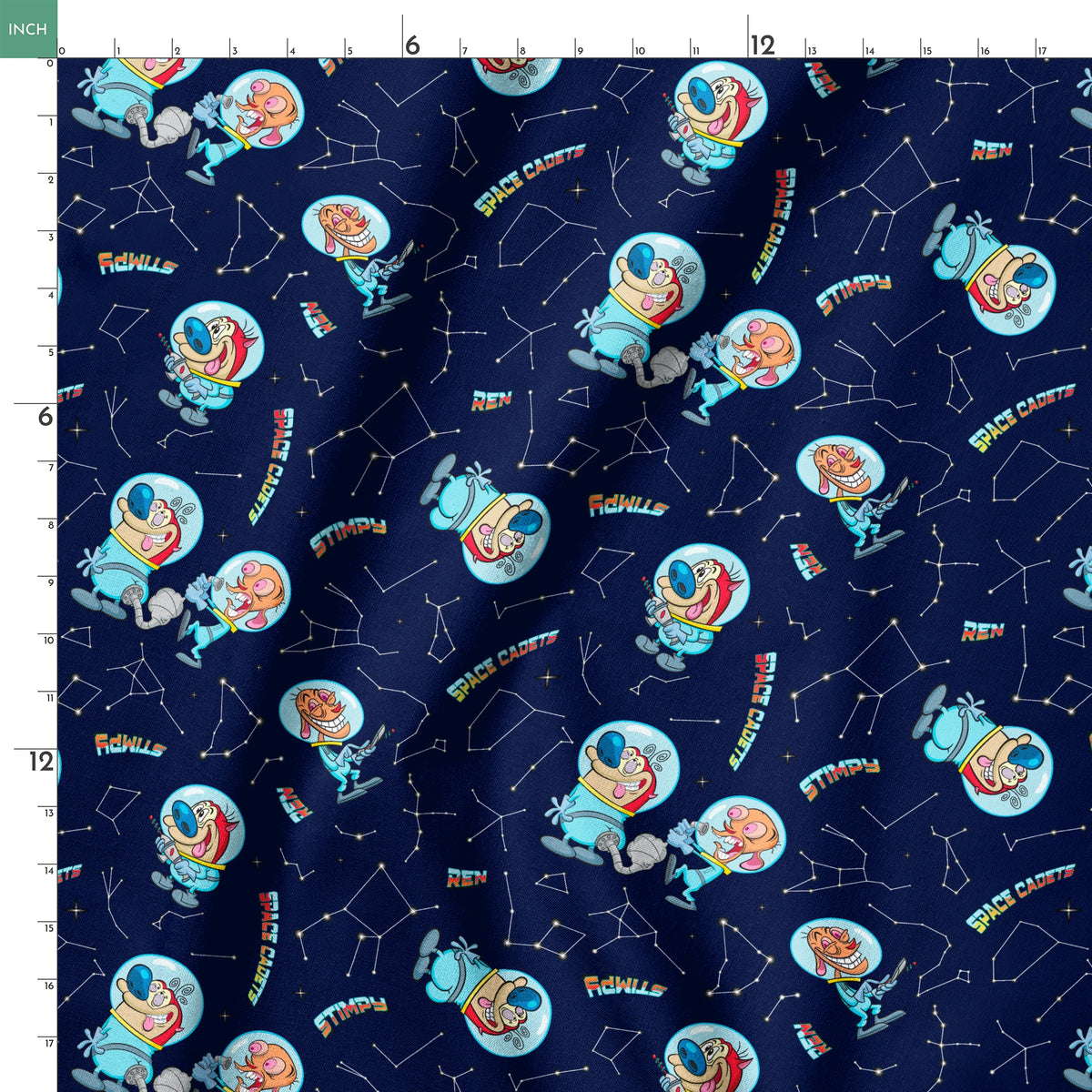 Ren & Stimpy Space Cadets on Midnight Blue Fabric