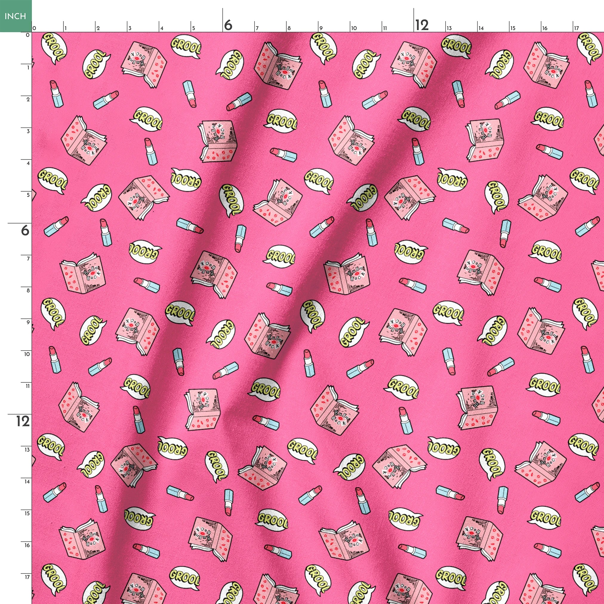 Paramount Mean Girls  Grool Burn Book on Pink Fabric