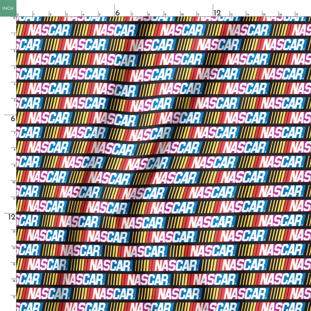 NASCAR® Retro Logo on Multi Stripes Fabric