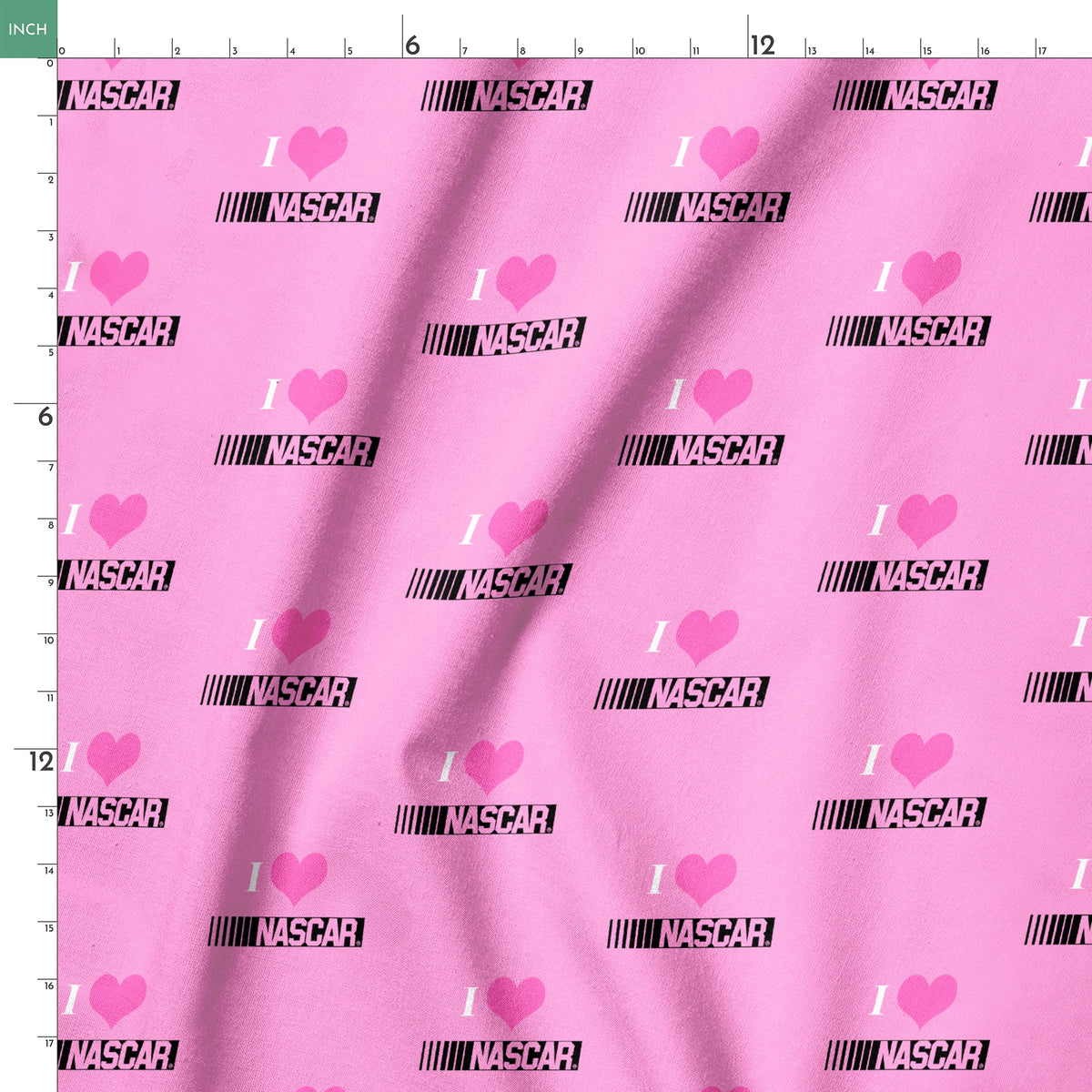 NASCAR® Retro I Love Racing Pink Fabric