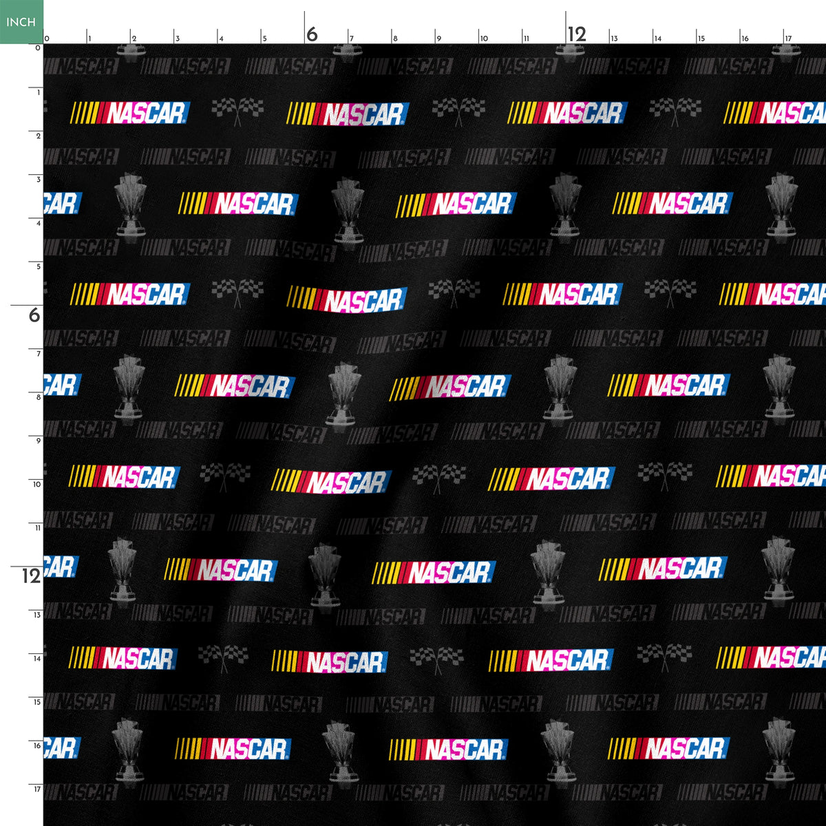 NASCAR® Retro Champions on Black Fabric