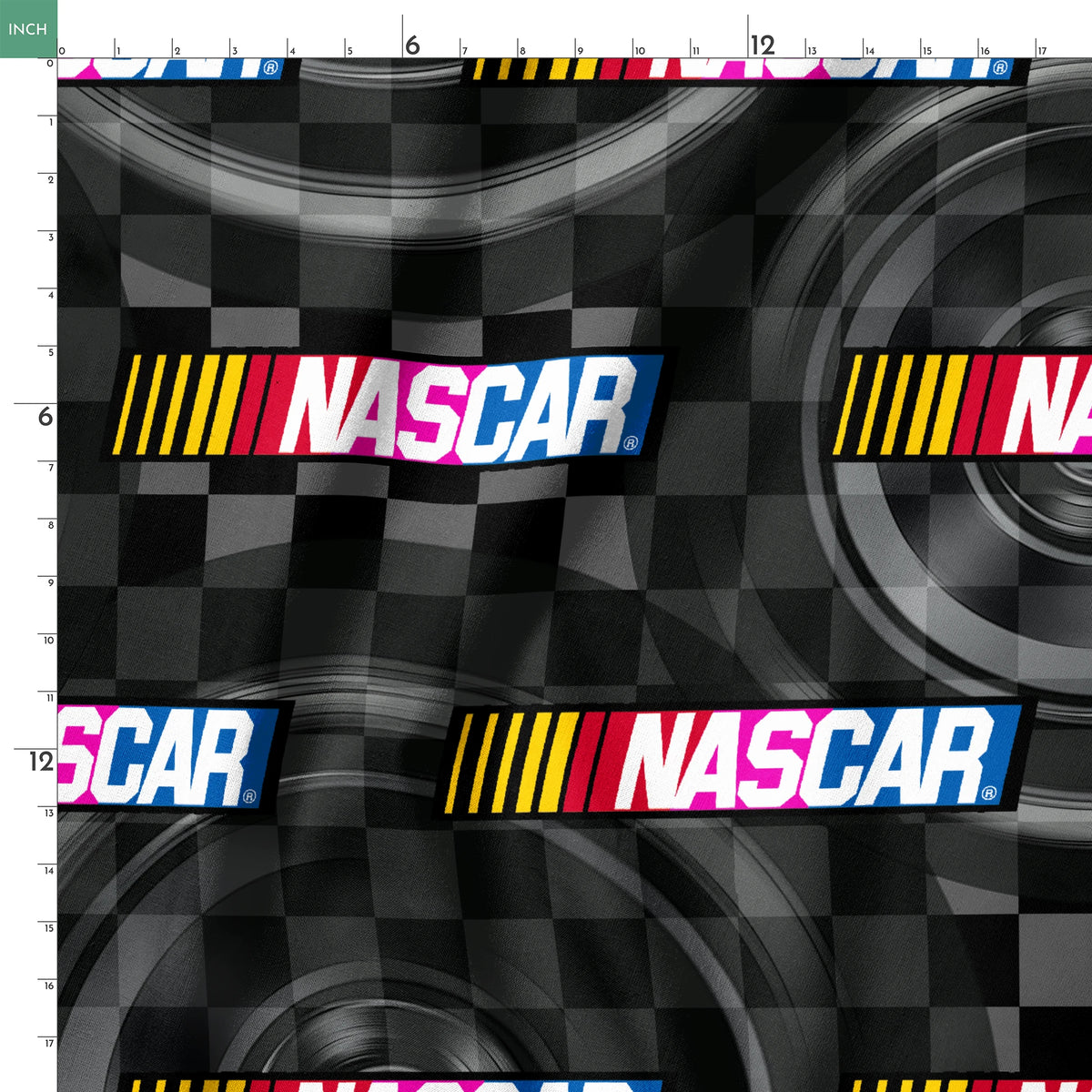 NASCAR® Retro Checkered Flag and Logo Toss Fabric