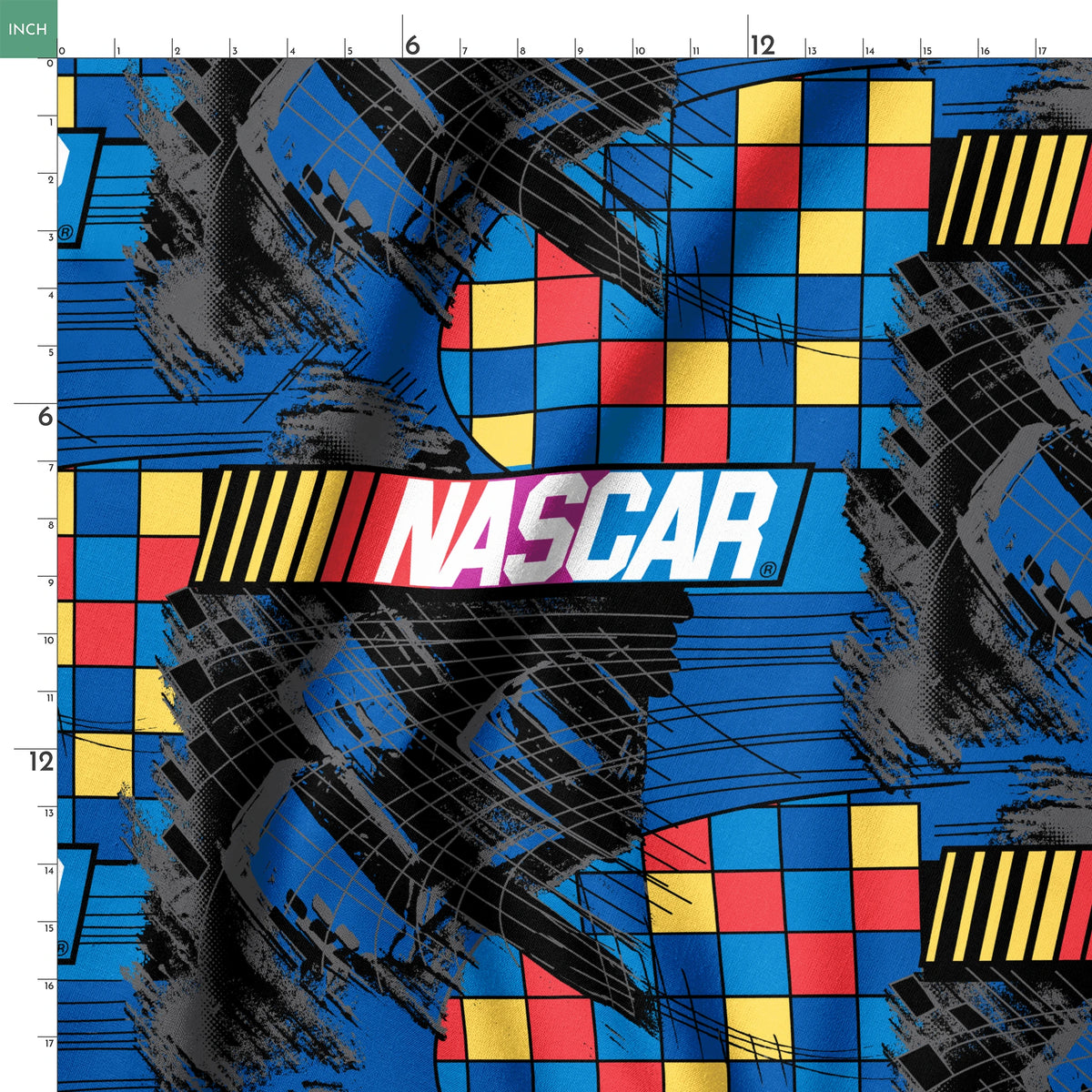 NASCAR® Retro Checkered Flag Collage Fabric