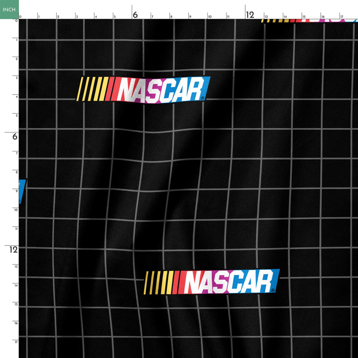 NASCAR® Retro Logo Grid on Black Fabric