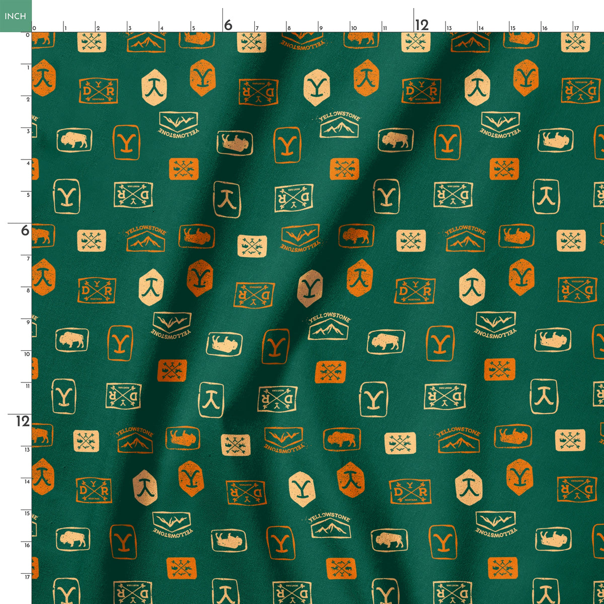 Paramount Yellowstone Patch Toss on Green Fabric