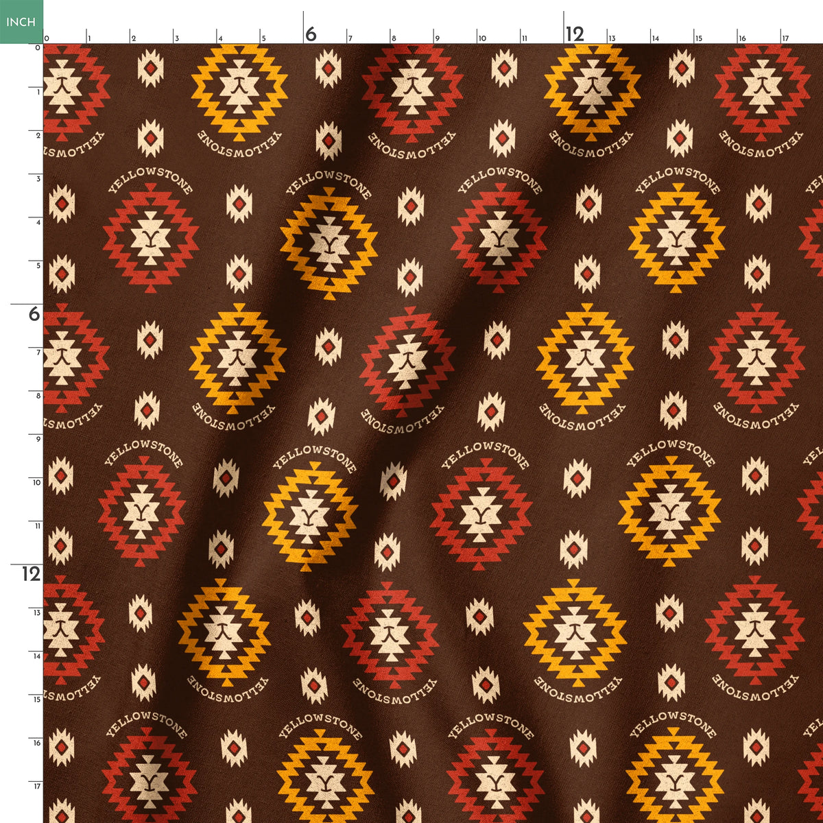 Paramount Yellowstone Tribal Medallions on Brown Fabric