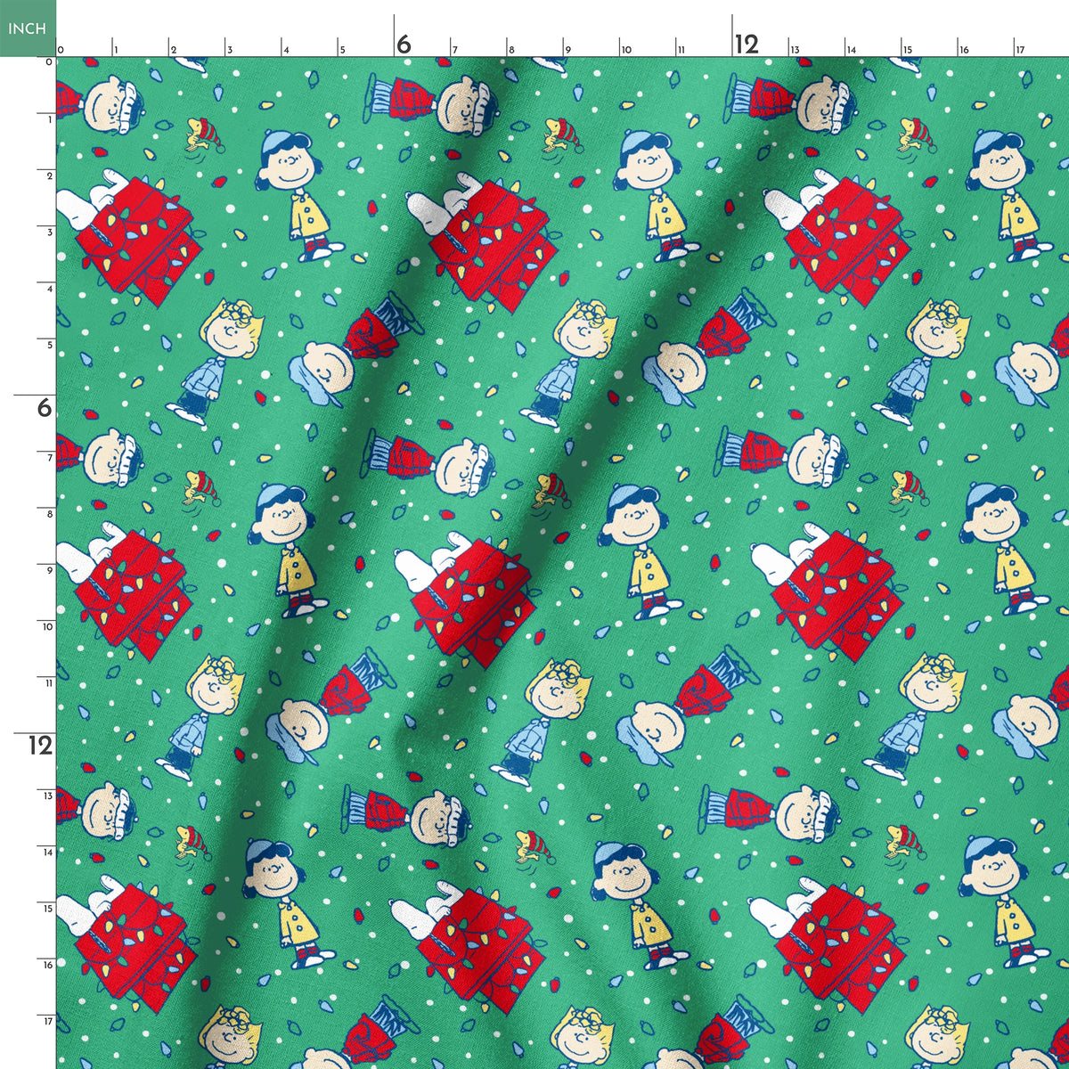 Peanuts Christmas Lights Toss Fabric