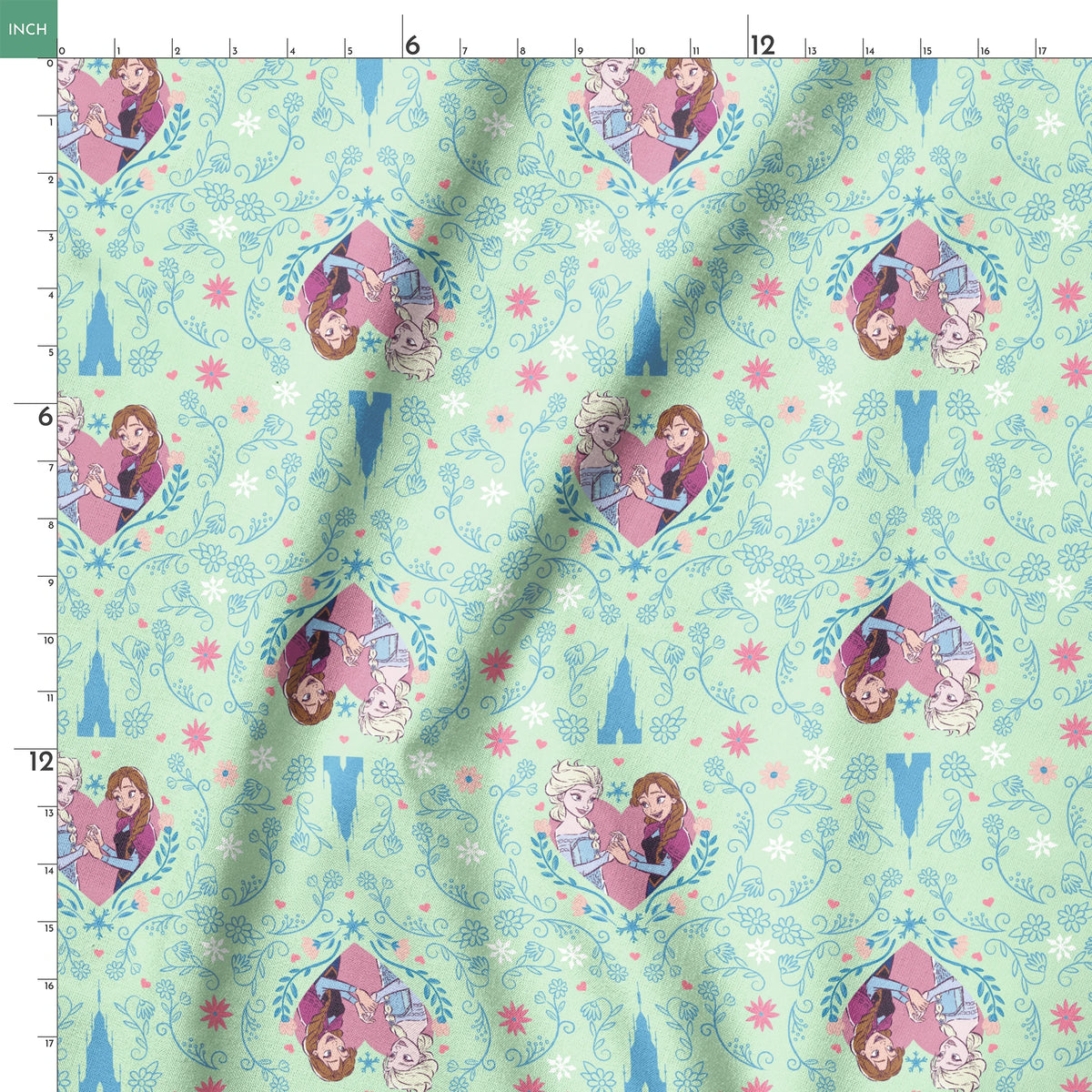 Disney Frozen  Sisterly Bond on Green Fabric