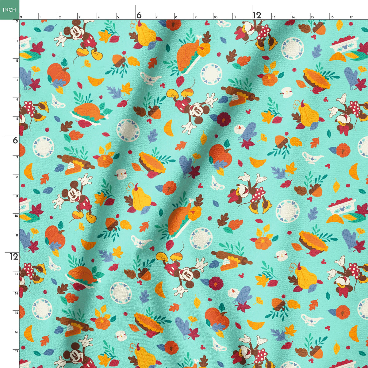 Disney Mickey Mouse and Minnie Mouse Harvest Feast Fabric