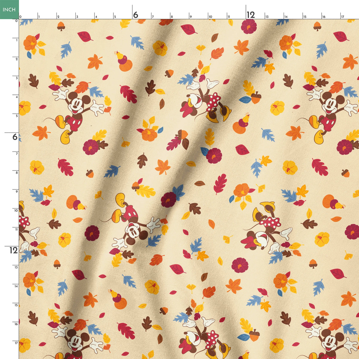 Disney Mickey Mouse and Minnie Mouse Autumn Celebration Fabric