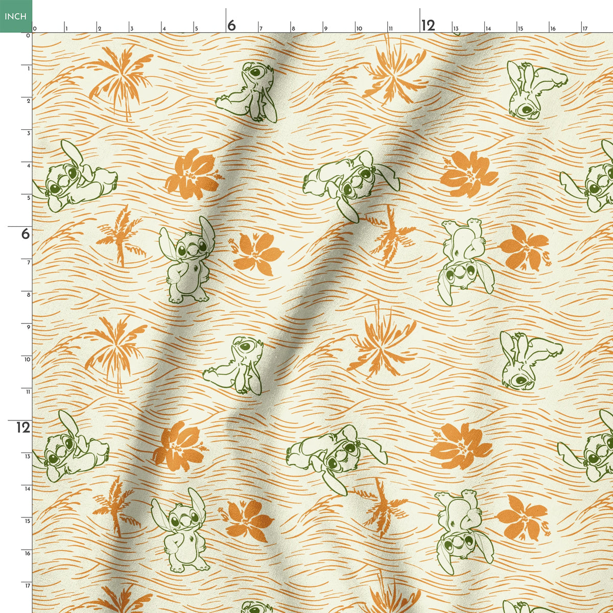 Disney Stitch Tropical Breeze on Cream Fabric