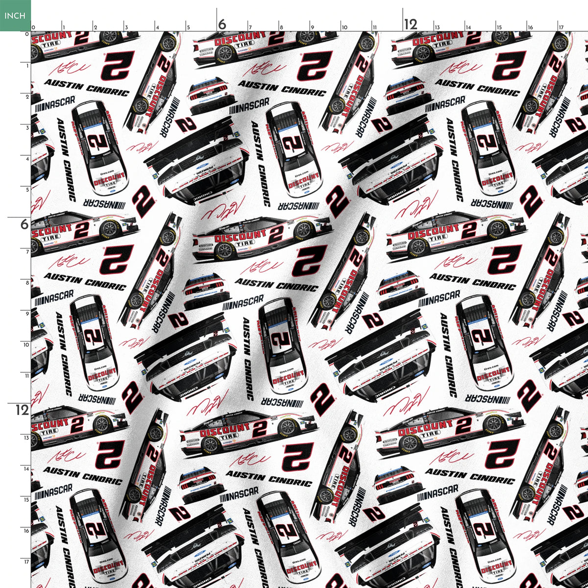 NASCAR® Austin Cindric Toss on White Fabric