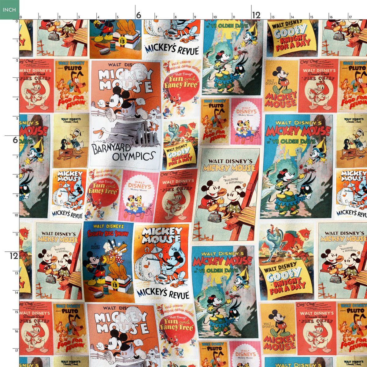 Disney Mickey Mouse Vintage Cartoon Collage Fabric