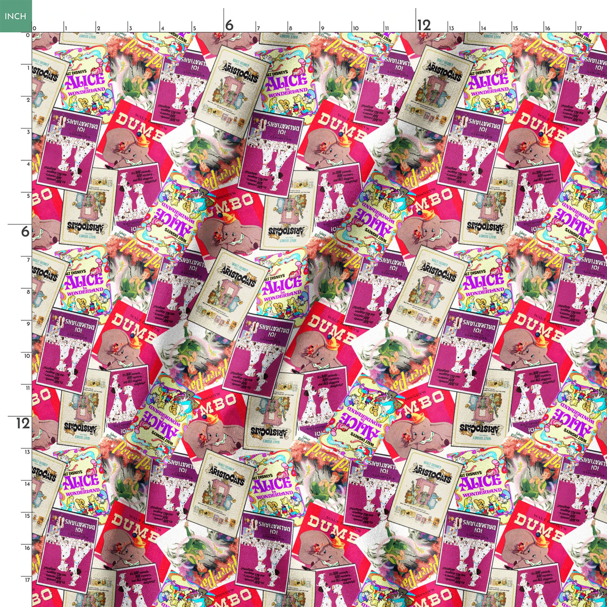 Disney Classics Pink Poster Collage Fabric
