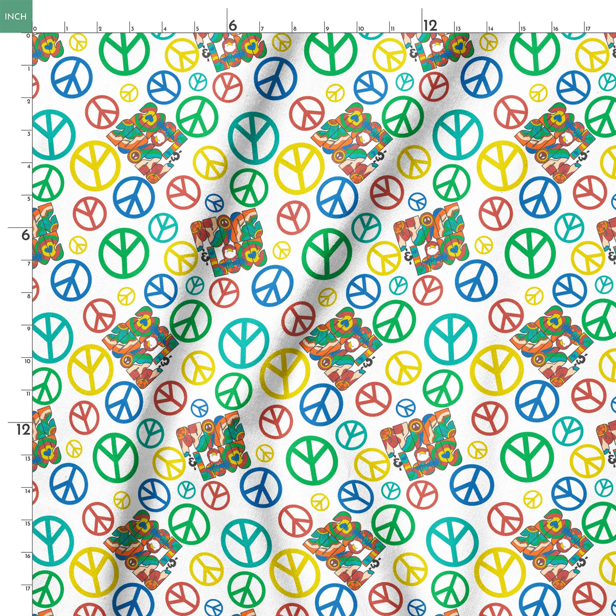 Woodstock Peace and Love Fabric