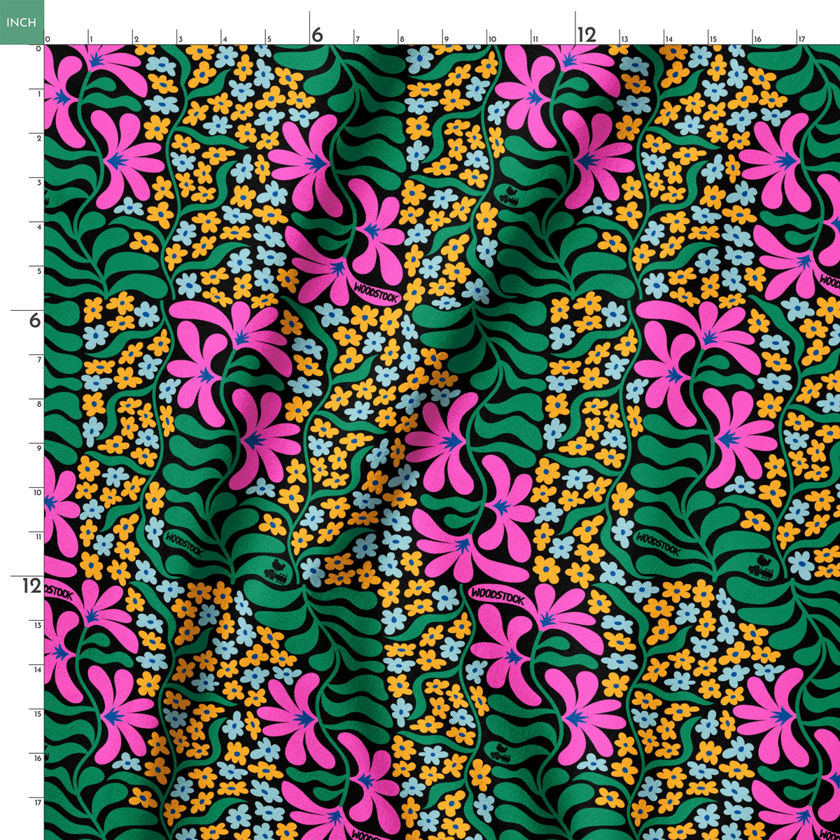 Woodstock Florals in Pink & Green Fabric