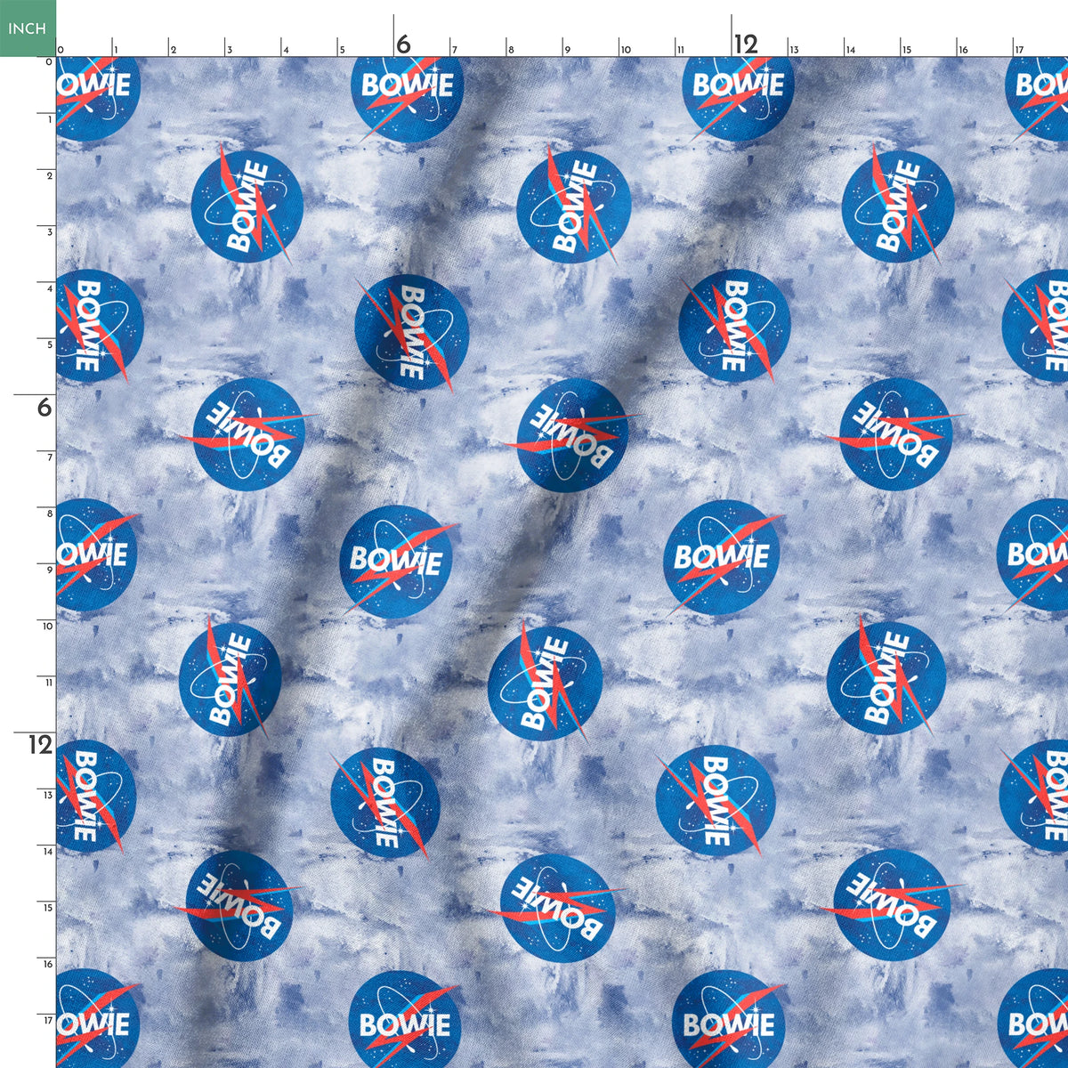 David Bowie Starman Toss on Tie-dye Fabric