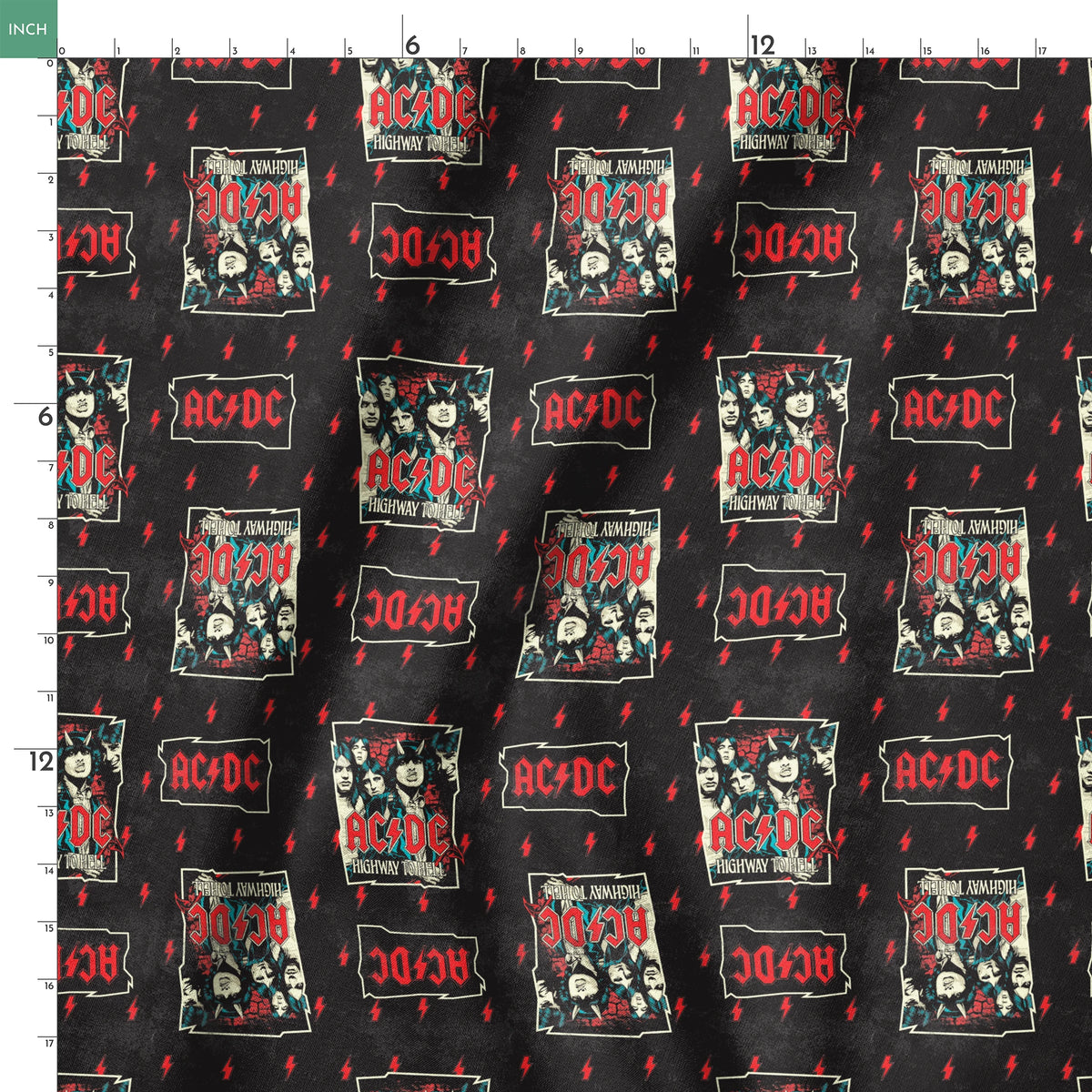 AC/DC Highway Lightning Fabric