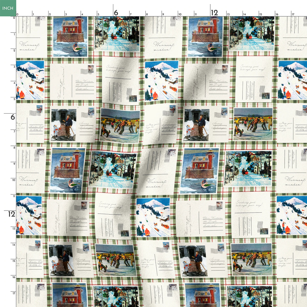 Saturday Evening Post Patchwork Postcards Fabric