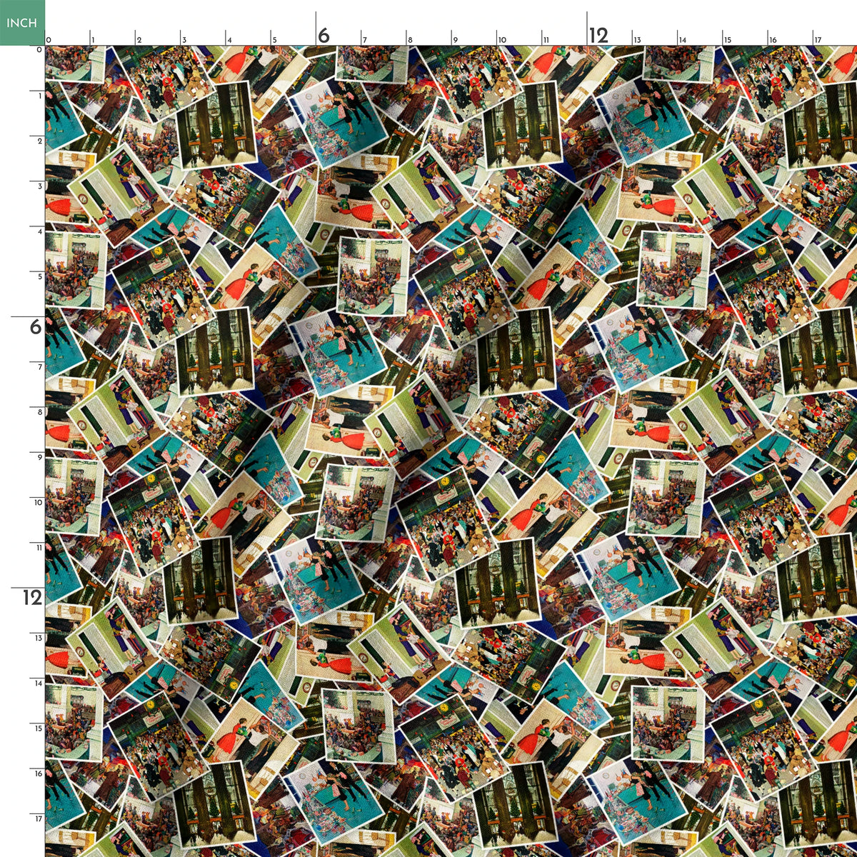 Saturday Evening Post Holiday Postcard Toss Fabric