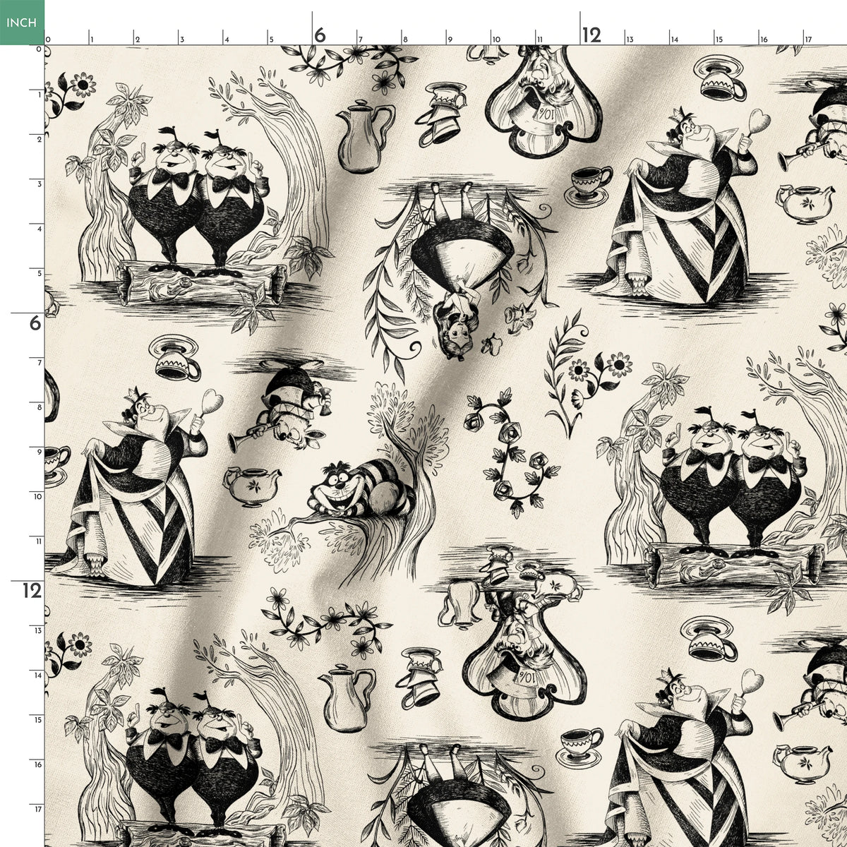 Disney Alice in Wonderland  Curiouser and Curiouser on Cream Fabric