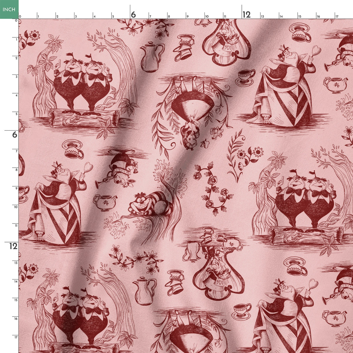 Disney Alice in Wonderland  Curiouser and Curiouser on Pink Fabric