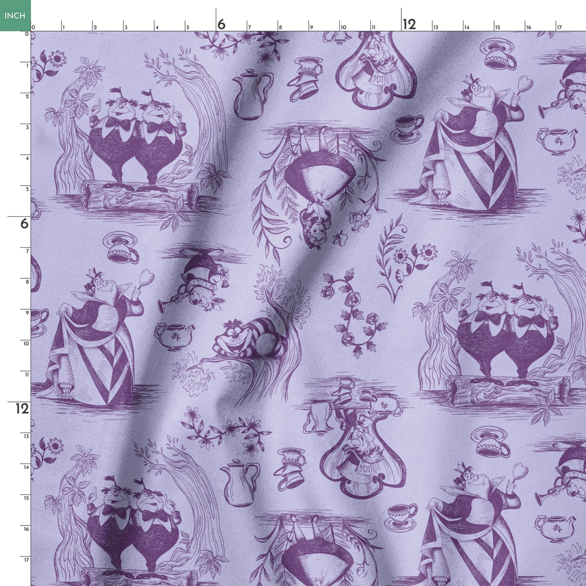 Disney Alice in Wonderland  Curiouser and Curiouser on Purple Fabric