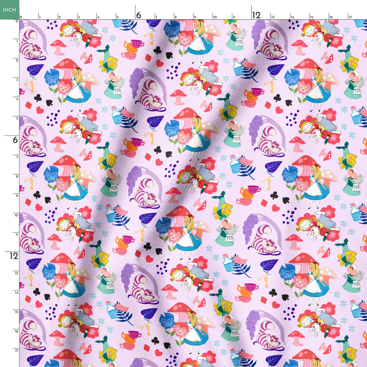 Disney Alice in Wonderland  Wandering in Wonderland on Purple Fabric
