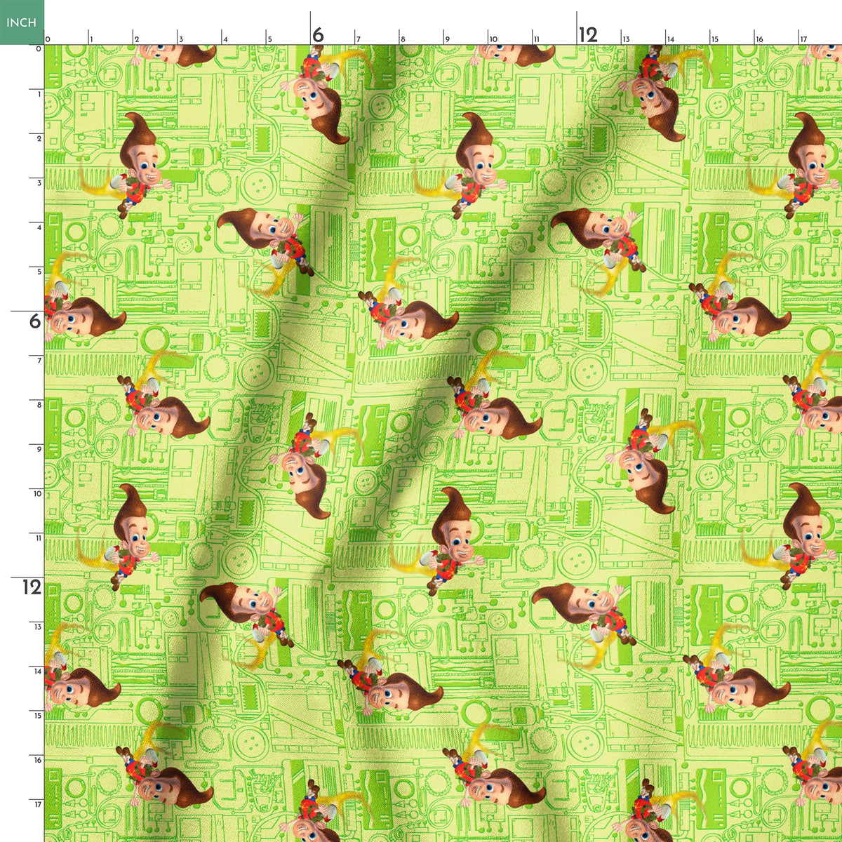 Paramount Jimmy Neutron Circuit Jet Pack on Green Fabric