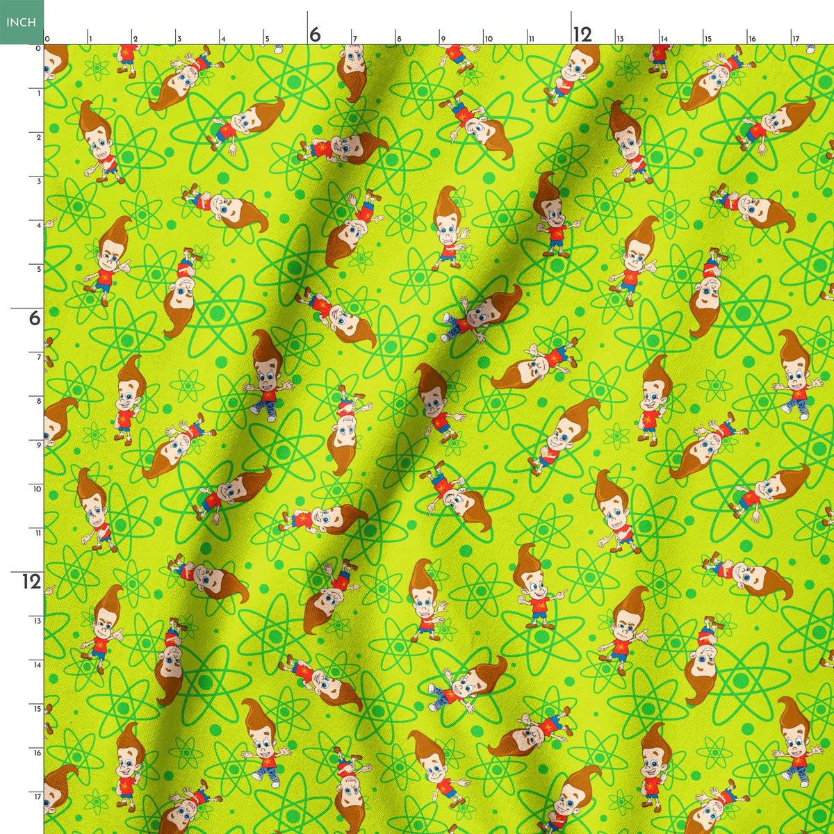 Paramount Jimmy Neutron Atomic Boy Genius on Green Fabric