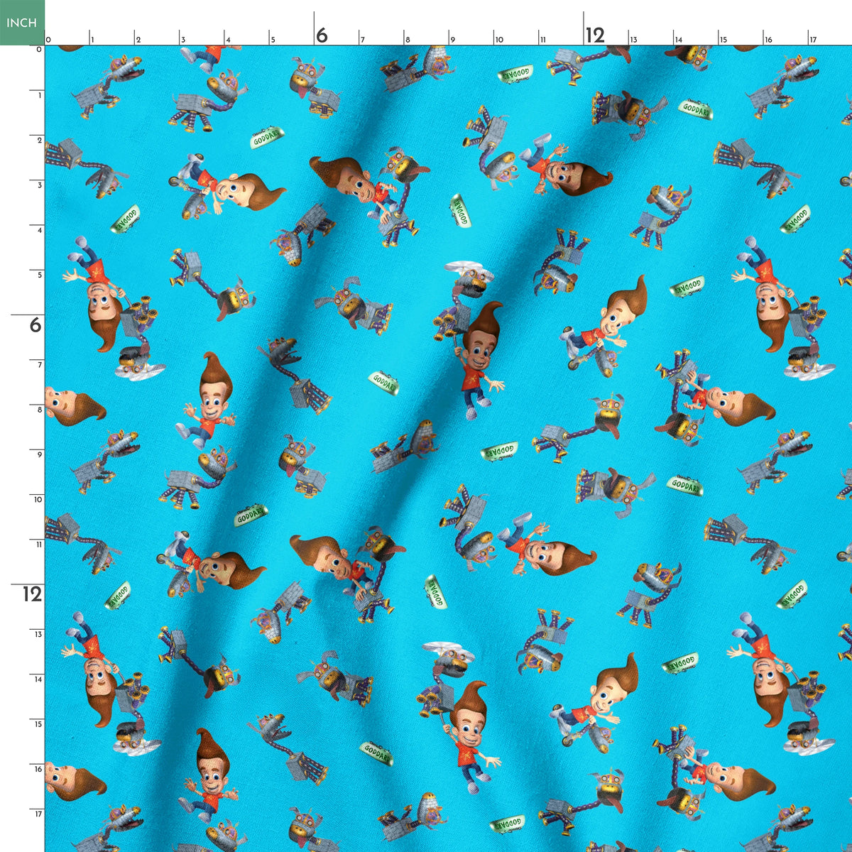 Paramount Jimmy Neutron Best Buds on Blue Fabric