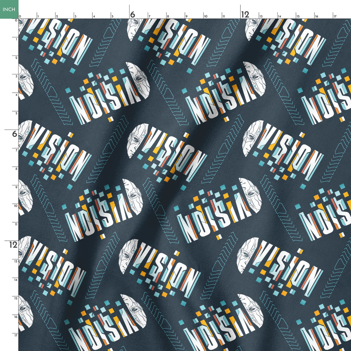 Marvel VisionQuest White Typography on Navy Fabric